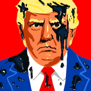 Donald Trump, oil covered illustration
