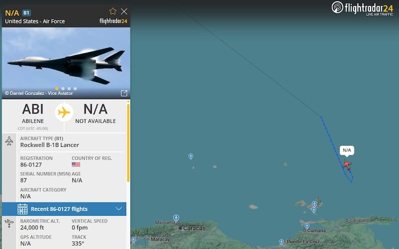 Flight tracking data of the U.S. military bombers flying close to the Venezuelan coast, before heading back, quickly blew up Trump's claims.