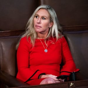 Rep. Marjorie Taylor Greene seen on the House floor during a vote.