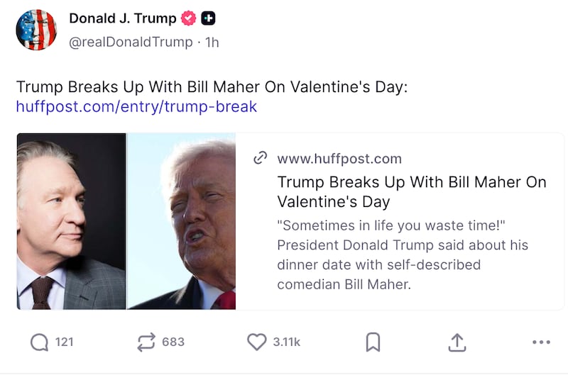 Trump shares "break up" post.