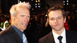 LONDON, ENGLAND - JANUARY 31: Clint Eastwood and Matt Damon attend the UK premiere of Invictus held the at The Odeon West End on January 31, 2010 in London, England. (Photo by Dave Hogan/Getty Images)