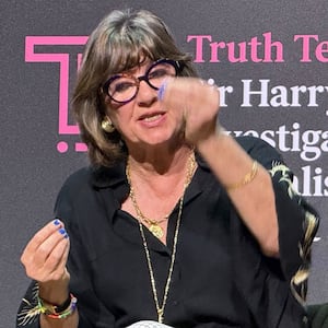 Christiane Amanpour speaking at the Truth Tellers Sir Harry Evans Investigative Journalism Summit in London on 6 May, 2026.