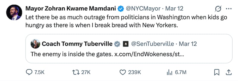 Mamdani struck back on Thursday. Mayor Zohran Kwame Mamdani/X.