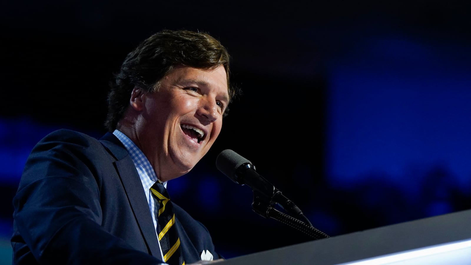 Tucker Carlson, founder of Tucker Carlson Network, speaks on Day 4 of the Republican National Convention (RNC), U.S., July 18, 2024.