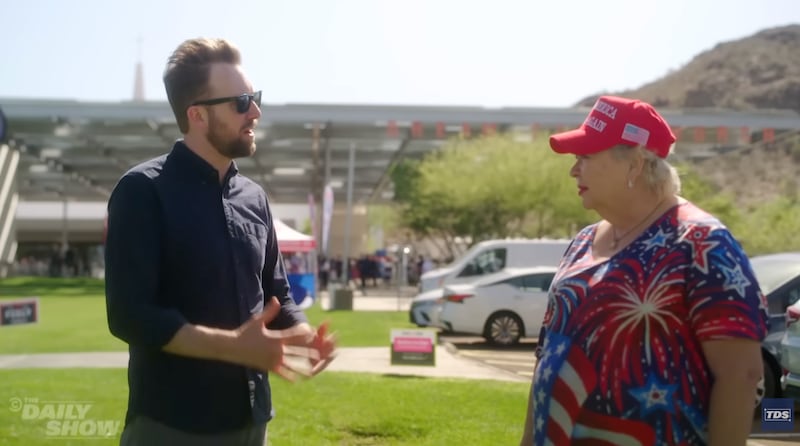 Jordan Klepper at a TPUSA rally