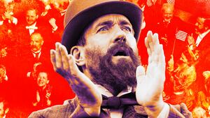 A photo illustration of Matthew Macfadyen in Death by Lightning.