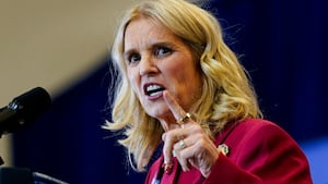 Kerry Kennedy speaks next to U.S. President Joe Biden at a campaign event at the Martin Luther King Recreation Center in Philadelphia, Pennsylvania, U.S., April 18, 2024. 
