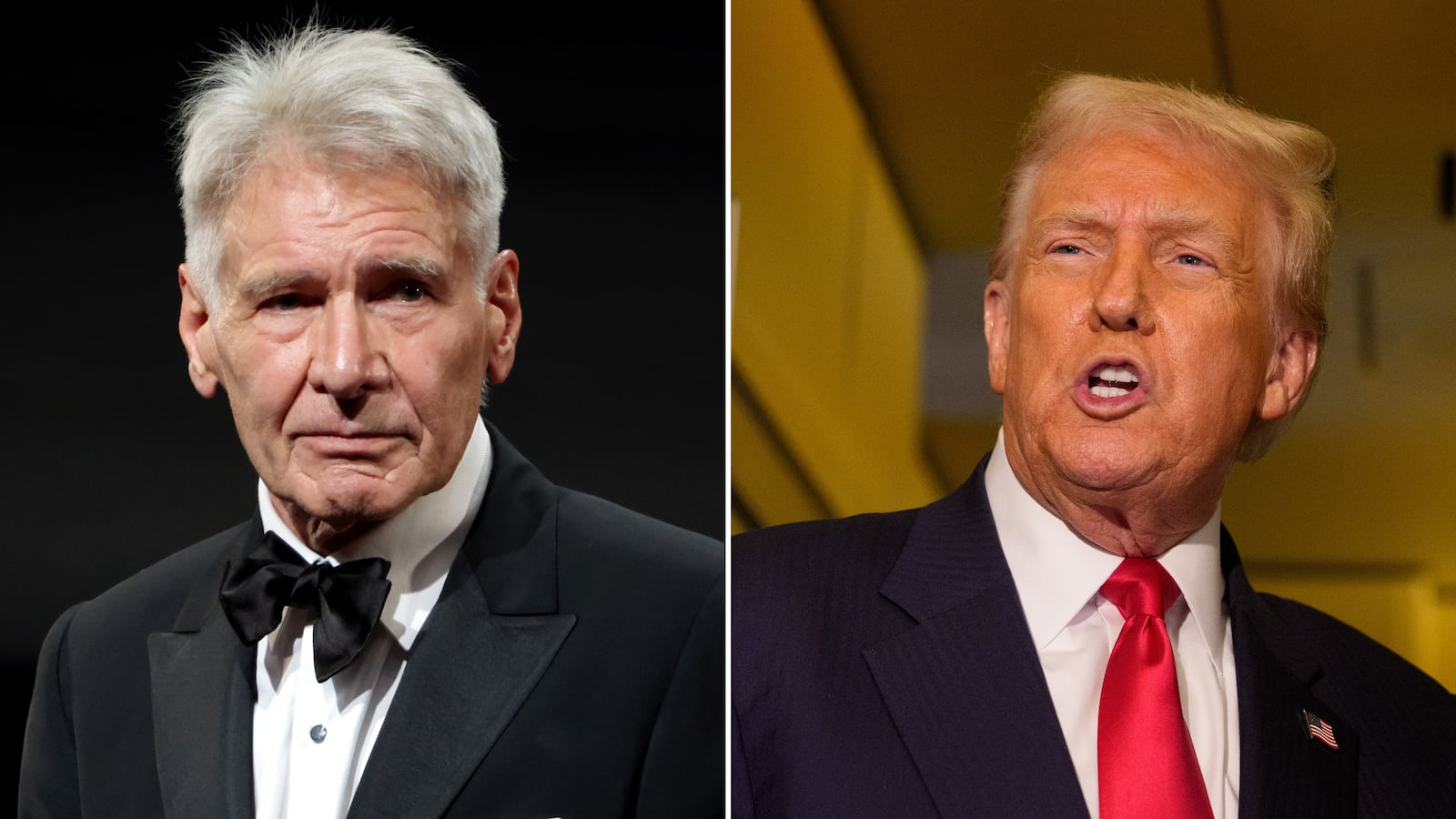 Harrison Ford (left) and President Donald Trump (right)