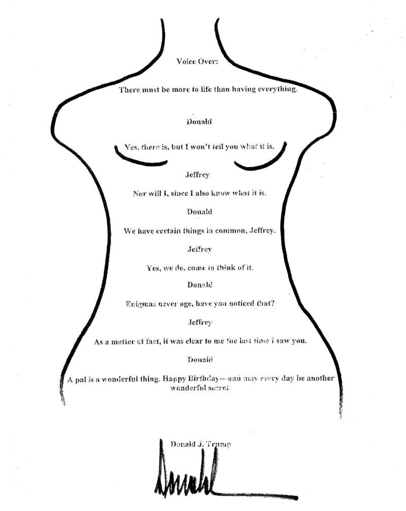 Image of message and naked women drawing reportedly given made by Donald Trump/