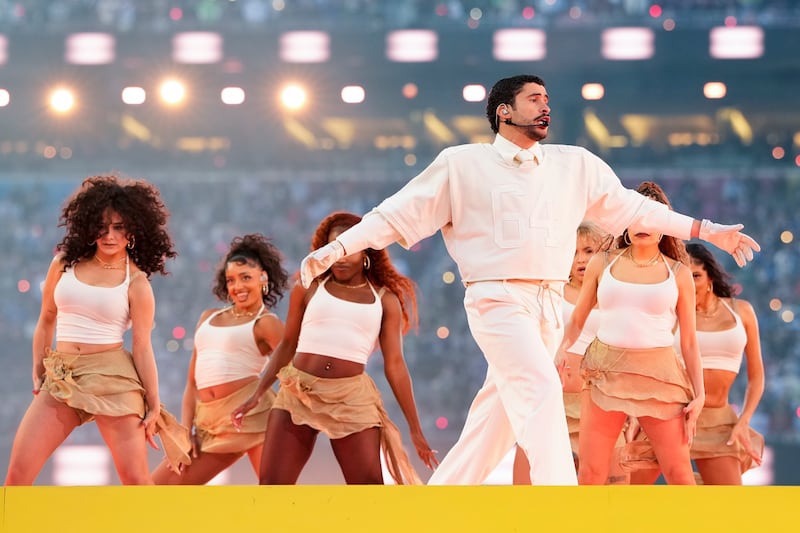 31-year-old Bad Bunny was the first performer to deliver a Super Bowl halftime show entirely in Spanish.