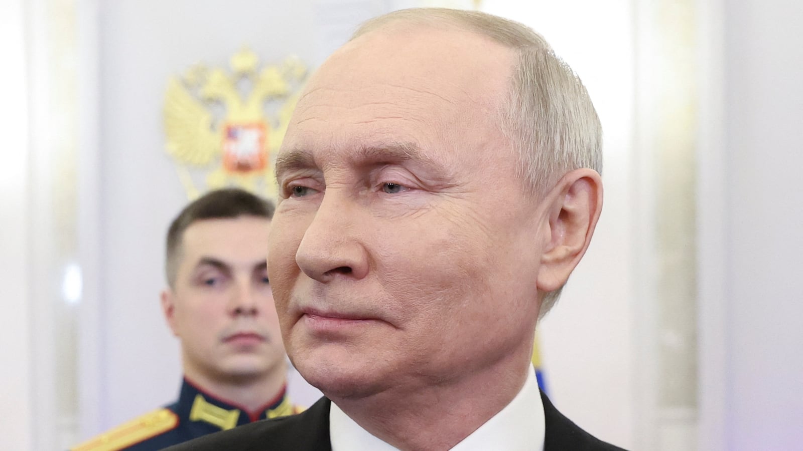 Russia’s President Vladimir Putin attends a ceremony to present Gold Star medals to service members at the Grand Kremlin Palace in Moscow, Russia, Dec. 8, 2023.