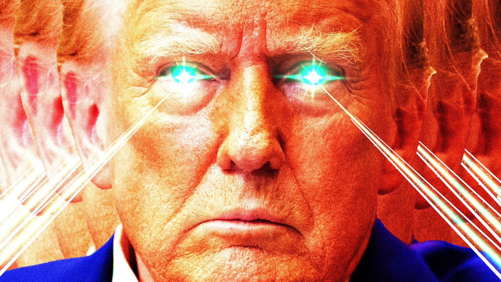 Donald Trump with lasers coming out of his eyes