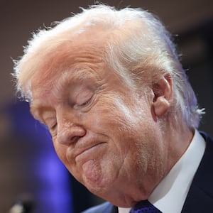 U.S. President Donald Trump speaks during a press briefing held at the White House.