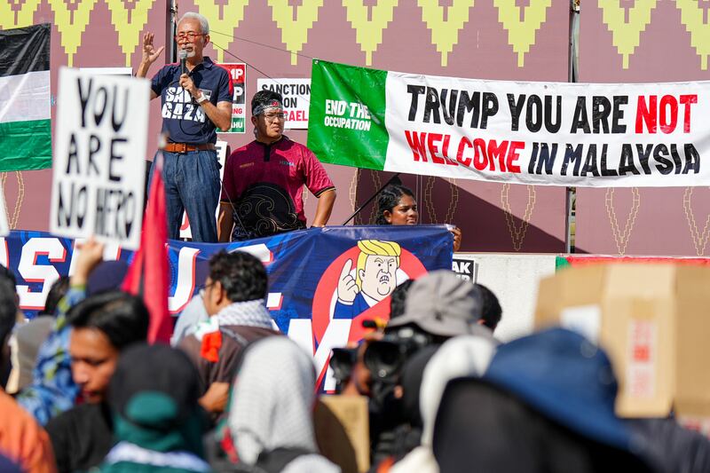 Anti-Trump protestors in Malaysia
