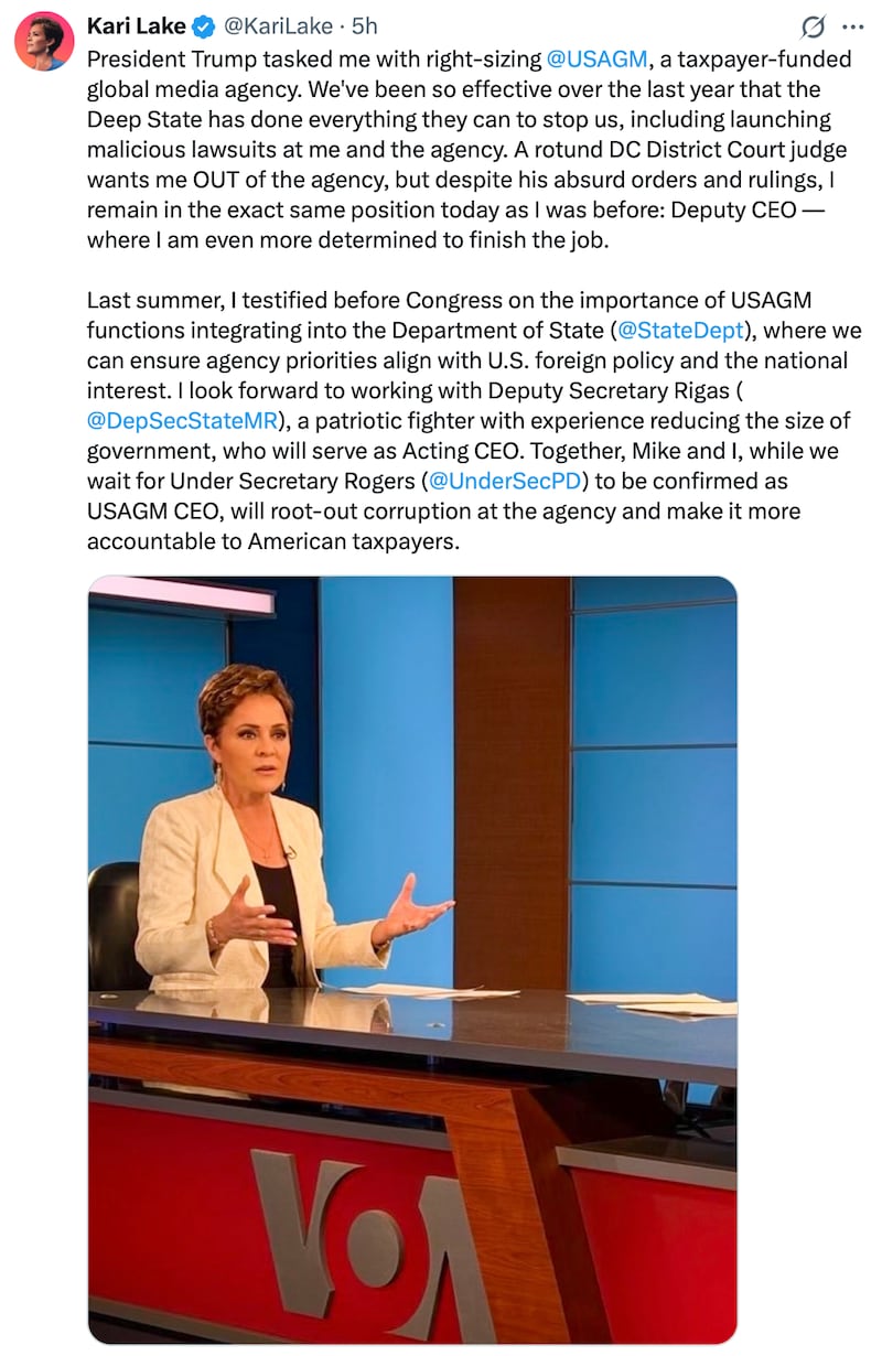 Kari Lake vents on her X account.