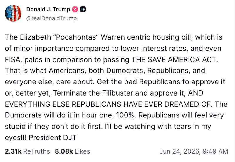 The president seemed bothered by the idea of signing a bill that was co-sponsored by one of his top Democratic foes in Congress.