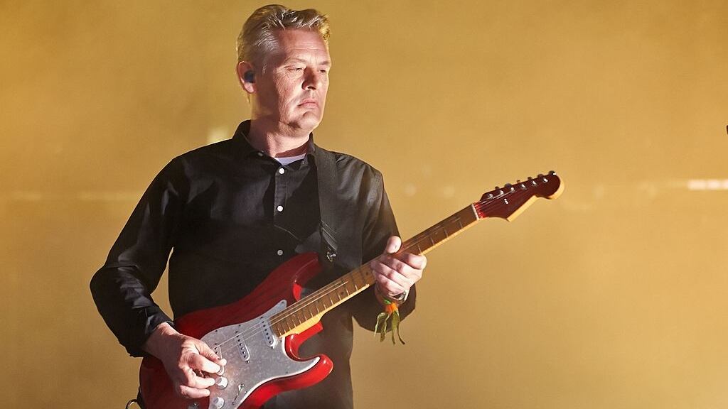 Angelo Bruschini of Massive Attack performs on Day 3 of the Glastonbury Festival at Worthy Farm on June 29, 2014, in Glastonbury, England.