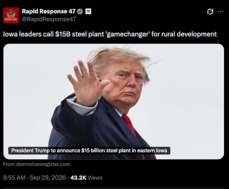 Trump with weird looking hair and squashed dimensions
