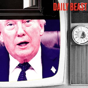 Donald Trump in a cracked old tv television