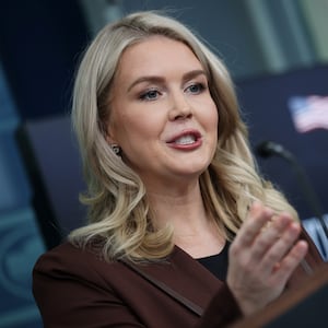 WASHINGTON, DC - NOVEMBER 12: White House Press Secretary Karoline Leavitt speaks during the daily press briefing in the Brady Press Briefing Room at the White House on November 12, 2025 in Washington, DC. Leavitt discussed the federal government shutdown and new emails released by Congress regarding Jeffrey Epstein, among other topics. (Photo by Win McNamee/Getty Images)