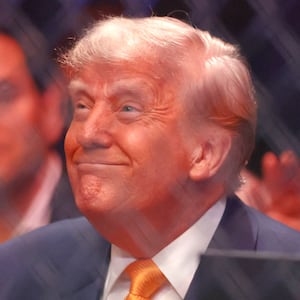 President Donald Trump attends UFC 314 at Kaseya Center on April 12, 2025 in Miami, Florida.