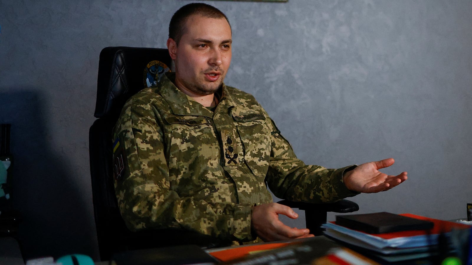 Major General Kyrylo Budanov, chief of the Military Intelligence of Ukraine, speaks during an interview with Reuters in Kyiv, Ukraine July 6, 2023.