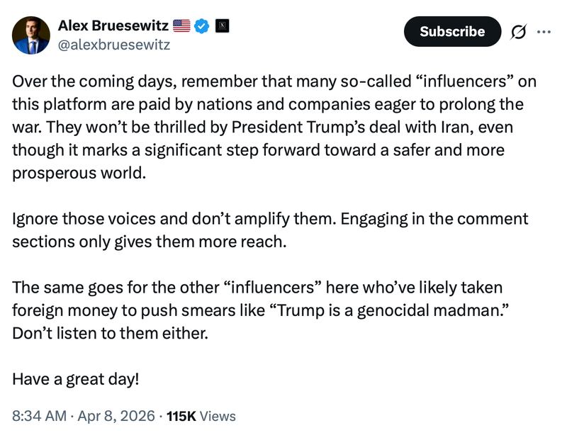 Bruesewitz calls out the type of content Loomer is putting forth. Alex Bruesewitz/X.