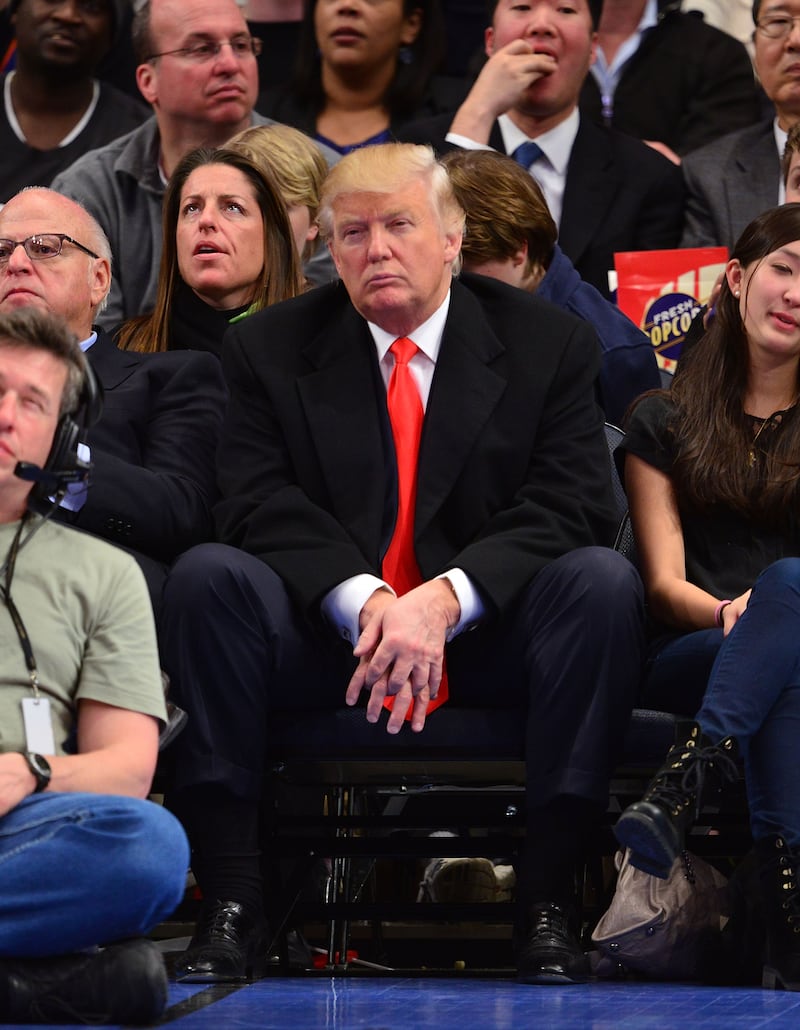 Donald Trump attends the Milwaukee Bucks vs New York Knicks game at Madison Square Garden on March 26, 2012 in New York City.
