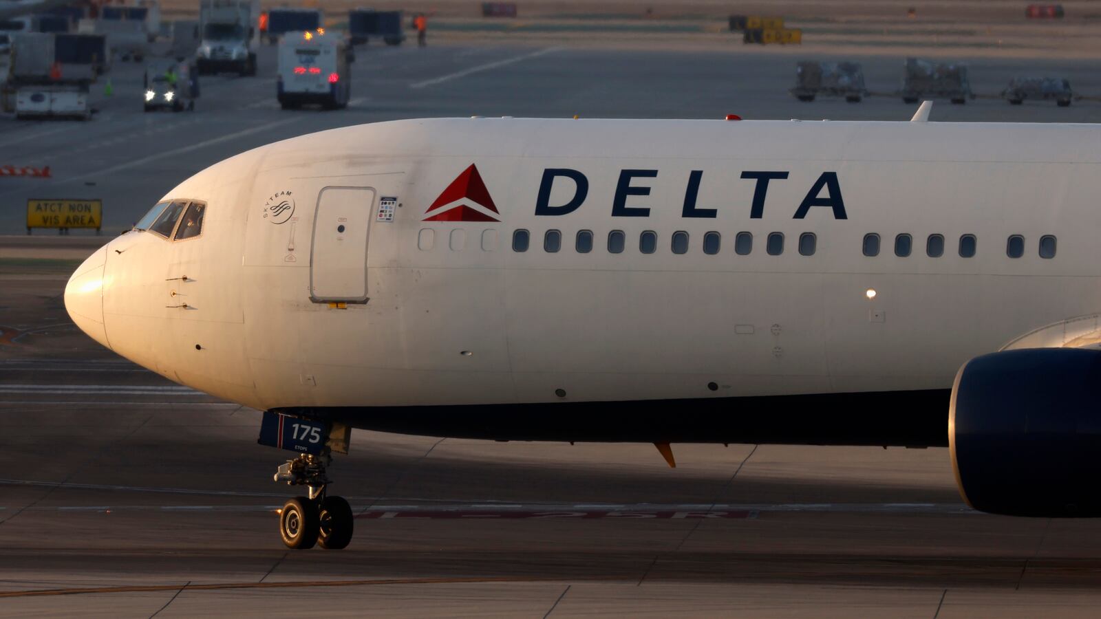 A Delta Air Lines Boeing 767 at Los Angeles International Airport.