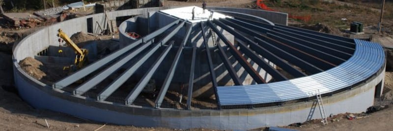 Construction of the dome around the complex.