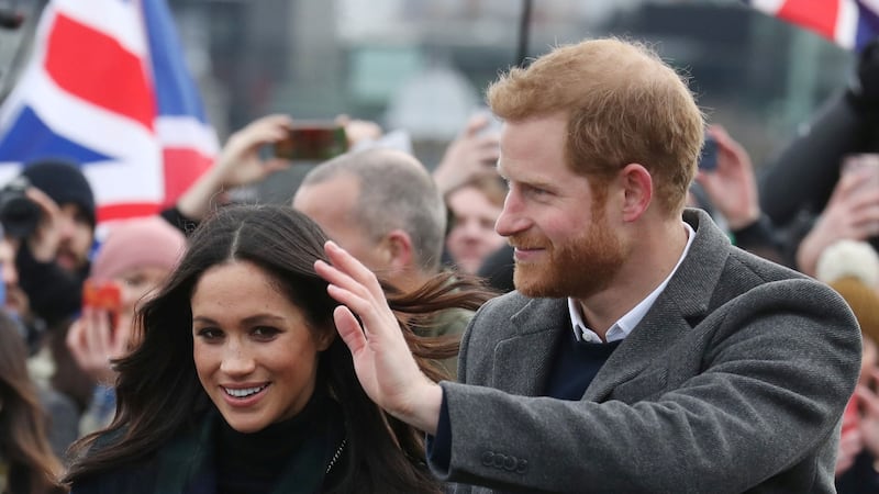Prince Harry and Meghan Markle meet members of the British public at Edinburgh Castle in Scotland on February 13, 2018.