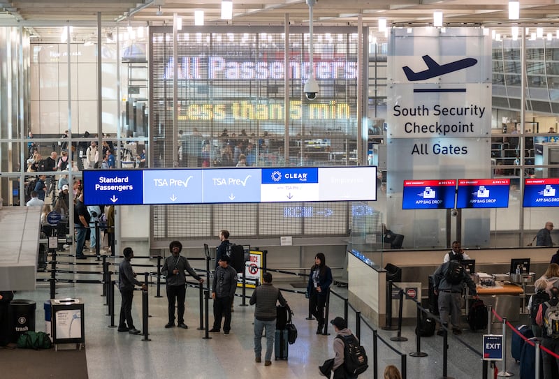Passenger queues were less than five minutes at Minneapolis-St. Paul International Airport Terminal 1 on March 23, 2026.
