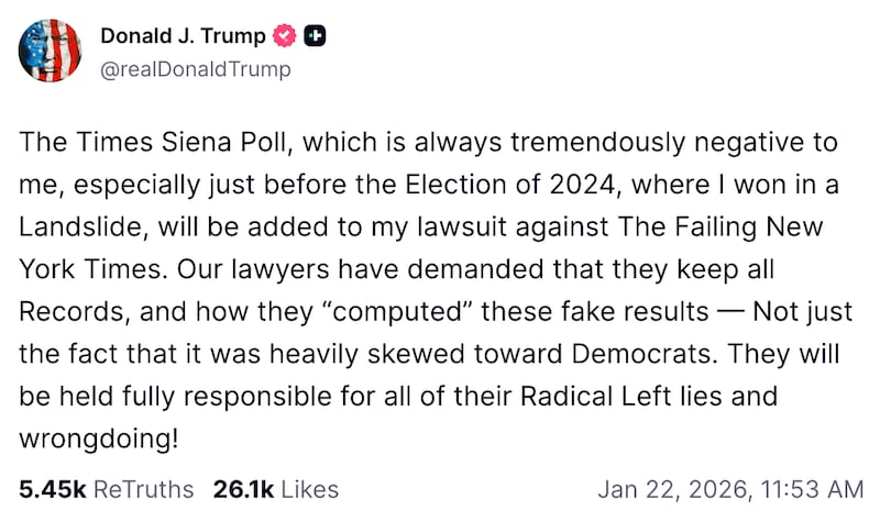 Trump vs. NYT/Siena poll