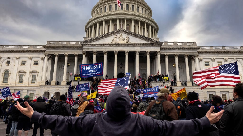 Pro-Trump protesters gather in front of the U.S. Capitol Building on January 6, 2021.