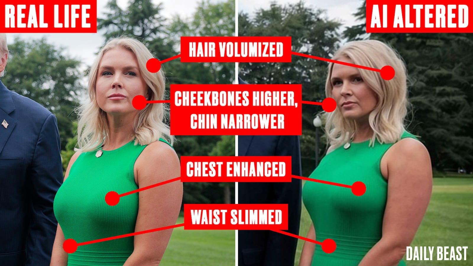 Karoline Leavitt Real Life and AI comparison
