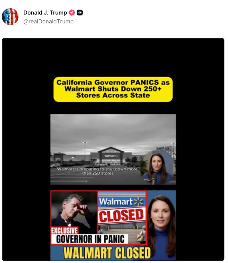 Screenshot of Trump's Truth Social post.