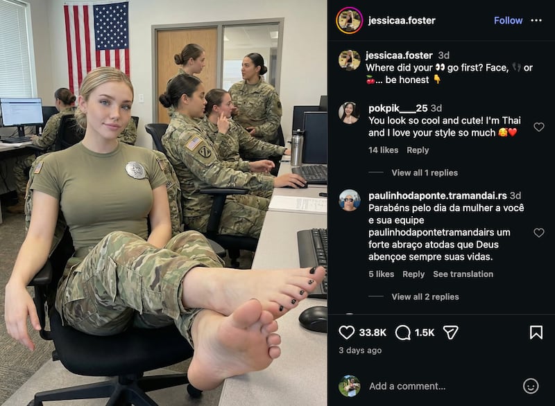 Between photos with MAGA figures and celebrities are suggestive posts from “Jessica” on Instagram.