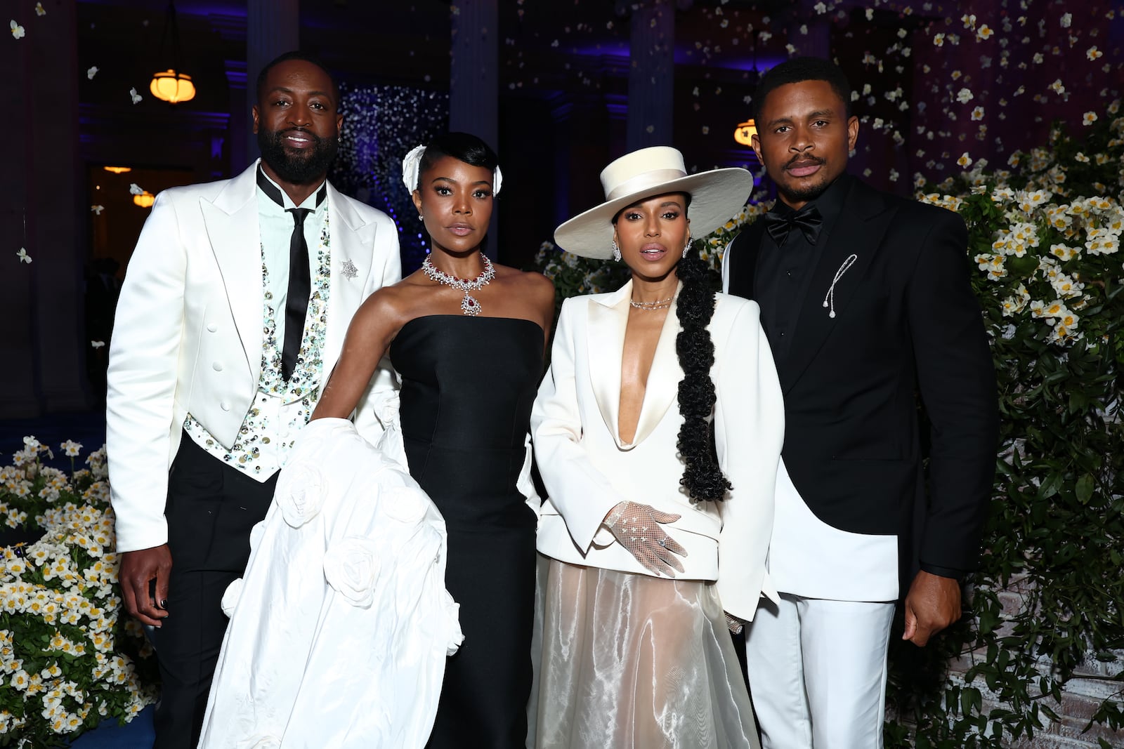 Dwyane Wade, Gabrielle Union, Kerry Washington, and Nnamdi Asomugha at the 2025 Met Gala Celebrating 'Superfine: Tailoring Black Style' at the Metropolitan Museum of Art in 2025.