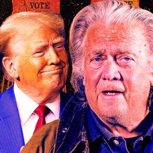 A photo illustration of Donald Trump and Steve Bannon.