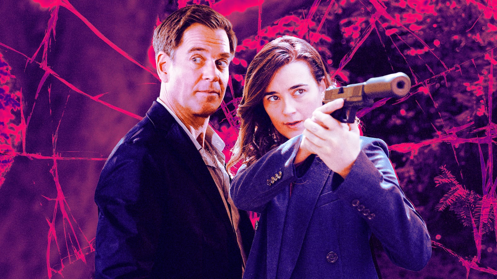 A photo illustration of Cote de Pablo as Ziva David , Michael Weatherly as Tony Dinozzo on Tony & Ziva.