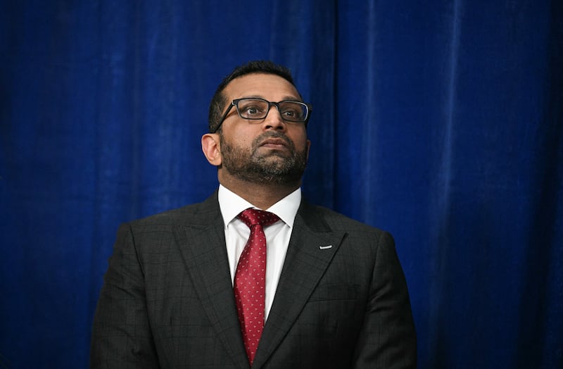 FBI Director Kash Patel looks on as President Donald Trump speaks to the press following US military actions in Venezuela, at his Mar-a-Lago residence in Palm Beach, Florida, on January 3, 2026.