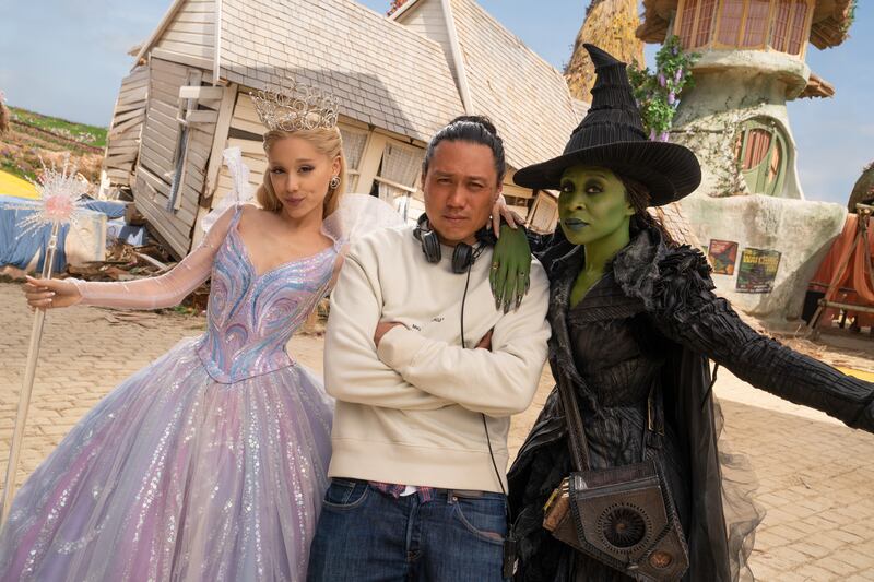Ariana Grande, Director Jon M. Chu, and Cynthia Erivo