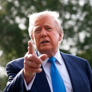 President Donald Trump speaks to the media as he departs the White House on April 25, 2025