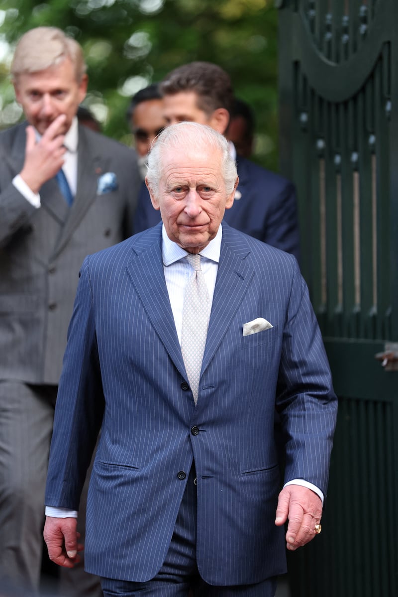 Britain's King Charles III walks during a state visit to the United States at a Garden Party in the British Embassy in Washington D.C., U.S., April 27, 2026.   Ian Vogler/Pool via REUTERS