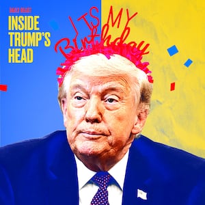 Donald Trump wearing a birthday tiara