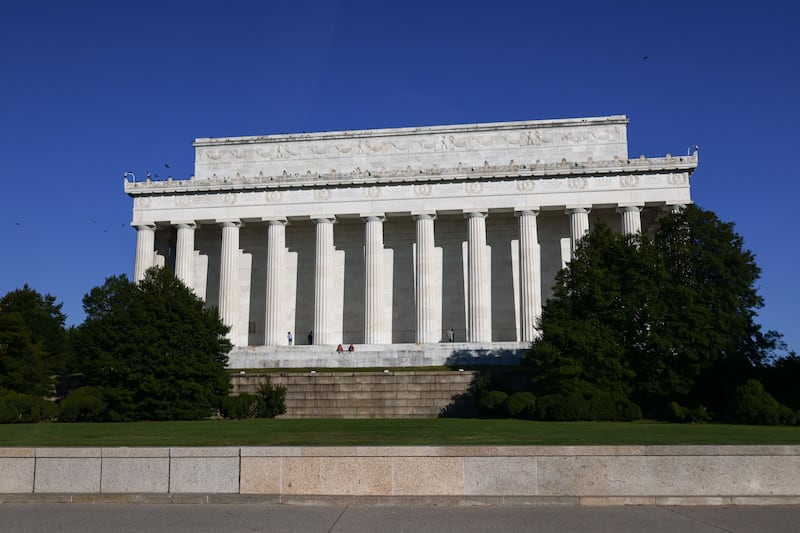A back view of the Lincoln Memorial in Washington, D.C., where Trump said he wants to build a promenade to the Potomac River.