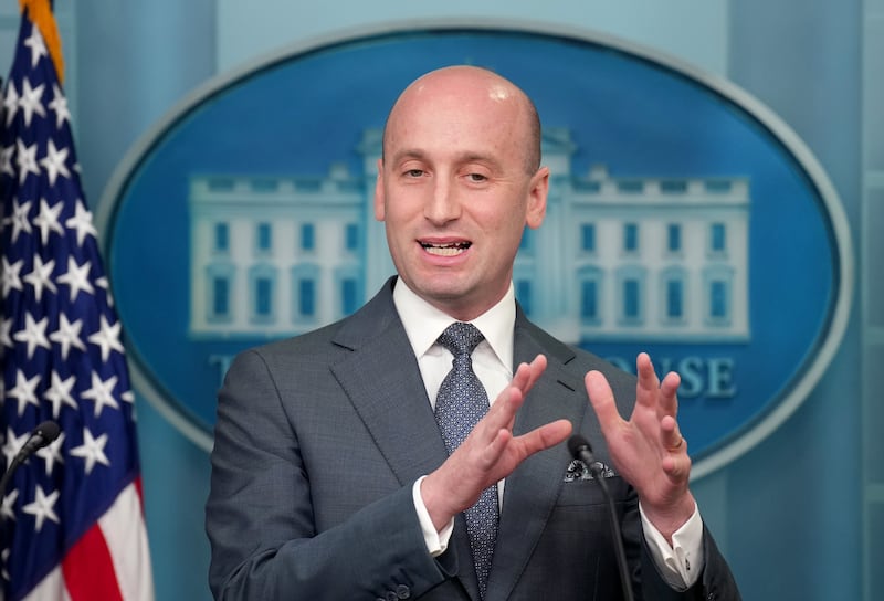 White House Deputy Chief of Staff Stephen Miller speaks  the daily press briefing in the Brady Press Briefing Room at the White House on May 1, 2025 in Washington, DC.