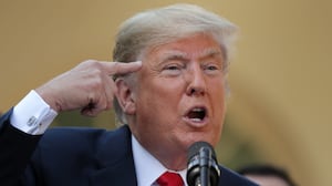 WASHINGTON, DC - OCTOBER 01: U.S. President Donald Trump calls journalists 'loco,' which is Spanish for crazy, during a press conference to discuss a revised U.S. trade agreement with Mexico and Canada in the Rose Garden of the White House on October 1, 2018 in Washington, DC. U.S. and Canadian officials announced late Sunday night that a new deal, named the 'U.S.-Mexico-Canada Agreement,' or USMCA, had been reached to replace the 24-year-old North American Free Trade Agreement. (Photo by Chip Somodevilla/Getty Images)