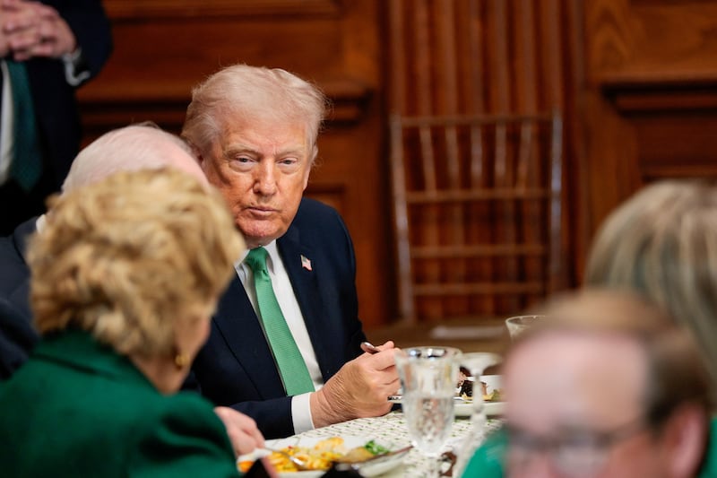 U.S. President Donald Trump attends the annual Friends of Ireland Luncheon at the U.S. Capitol  in Washington, D.C., U.S., March 17, 2026. REUTERS/Evan Vucci