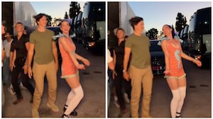 Katy Perry and Justin Trudeau dance to her latest song.